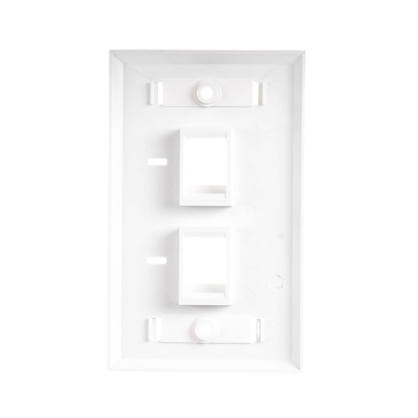 Placa de Pared de 2 Puertos, Keystone, con Espacio para Etiqueta, Color Blanco
