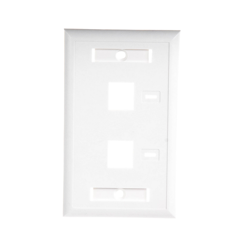 Placa de Pared de 2 Puertos, Keystone, con Espacio para Etiqueta, Color Blanco