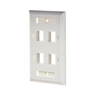 Placa de Pared de 4 Puertos, Keystone, con Espacio para Etiqueta, Color Blanco