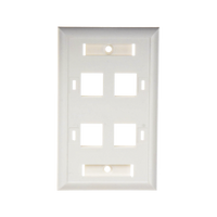 Placa de Pared de 4 Puertos, Keystone, con Espacio para Etiqueta, Color Blanco