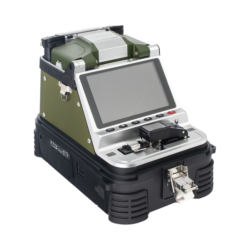 Fusionadora de Fibra Óptica Multimodo y Monomodo / 6 Motores / Alineación por Núcleo / OPM + VFL / Cleaver Eléctrico de un Solo Paso / Capacitación Remota Gratuita