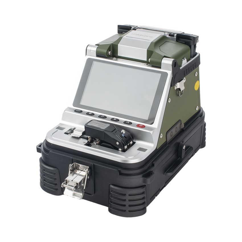 Fusionadora de Fibra Óptica Multimodo y Monomodo / 6 Motores / Alineación por Núcleo / OPM + VFL / Cleaver Eléctrico de un Solo Paso / Capacitación Remota Gratuita