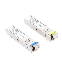 Transceptores Ópticos Industriales Bidireccionales SFP (Mini-Gbic) / Monomodo 1310 & 1550 nm / 1.25 Gbps / 1000BASE-BX / Conector LC/UPC Simplex / DDM / Hasta 10 km / 2 Piezas