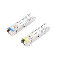 Transceptores Ópticos Industriales Bidireccionales SFP (Mini-Gbic) / Monomodo 1310 & 1550 nm / 1.25 Gbps / 1000BASE-BX / Conector LC/UPC Simplex / DDM / Hasta 20 km / 2 Piezas