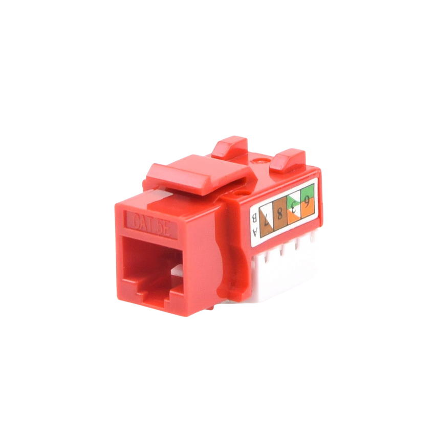 Módulo Jack Keystone Cat5e con Terminación 110 (Punchdown) para Faceplate - Color Rojo
