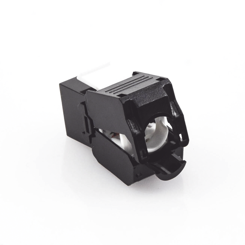 Módulo Jack Keystone Cat5e (Toolless), con Terminación en Ángulo 180 - Color Negro, Compatible con Faceplate y Patchpanel Linkedpro