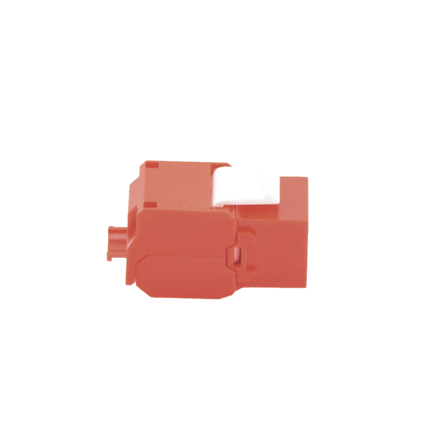Módulo Jack Keystone Cat5e (Toolless), con Terminación en Ángulo 180 - Color Rojo, Compatible con Faceplate y Patchpanel Linkedpro
