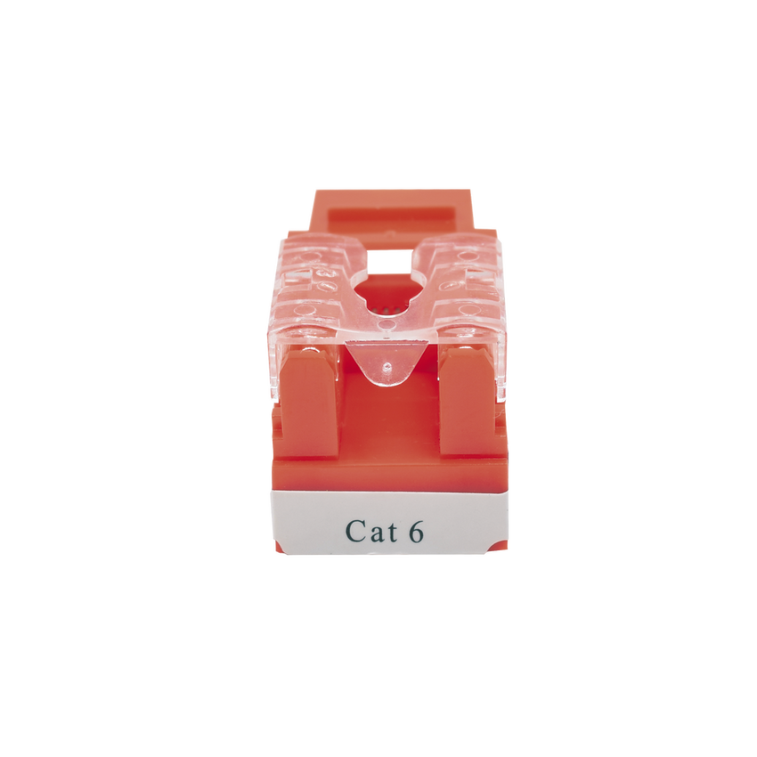 Módulo Jack Keystone Cat6 con Terminación 110 (Punchdown) para Faceplate - Color Rojo