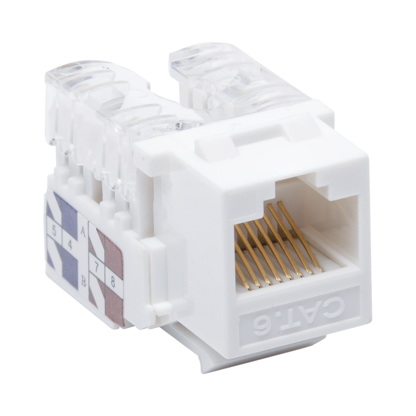 Módulo Jack Keystone Cat6 con Terminación 110 (Punchdown) para Faceplate - Color Blanco