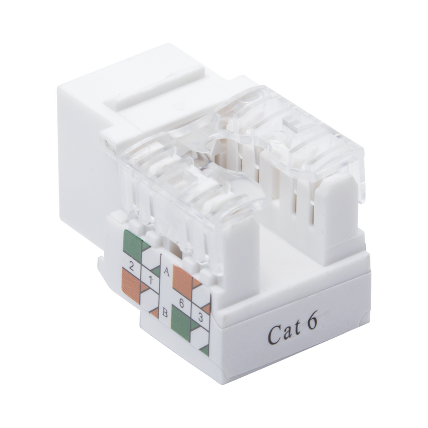 Módulo Jack Keystone Cat6 con Terminación 110 (Punchdown) para Faceplate - Color Blanco