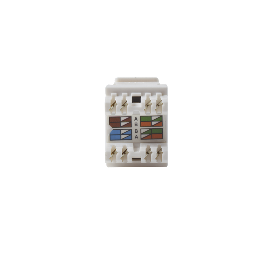 Módulo Jack Keystone Cat6 con Terminación 110 (Punchdown) Ángulo 180 - Color Blanco