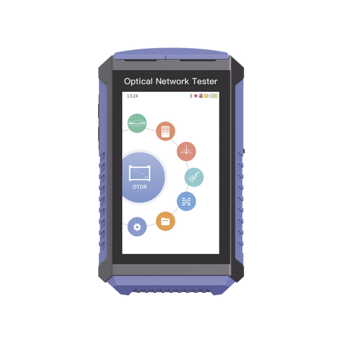Mini OTDR Touch para pruebas en enlaces fibra Óptica Activos (Prueba de Fibra Viva) /  Longitud de Onda en 1625nm / Integra Función OPM / Integra Función VFL 5mW / Mapeo de Cables RJ45 / Recargable / Distancia de prueba hasta 100 km