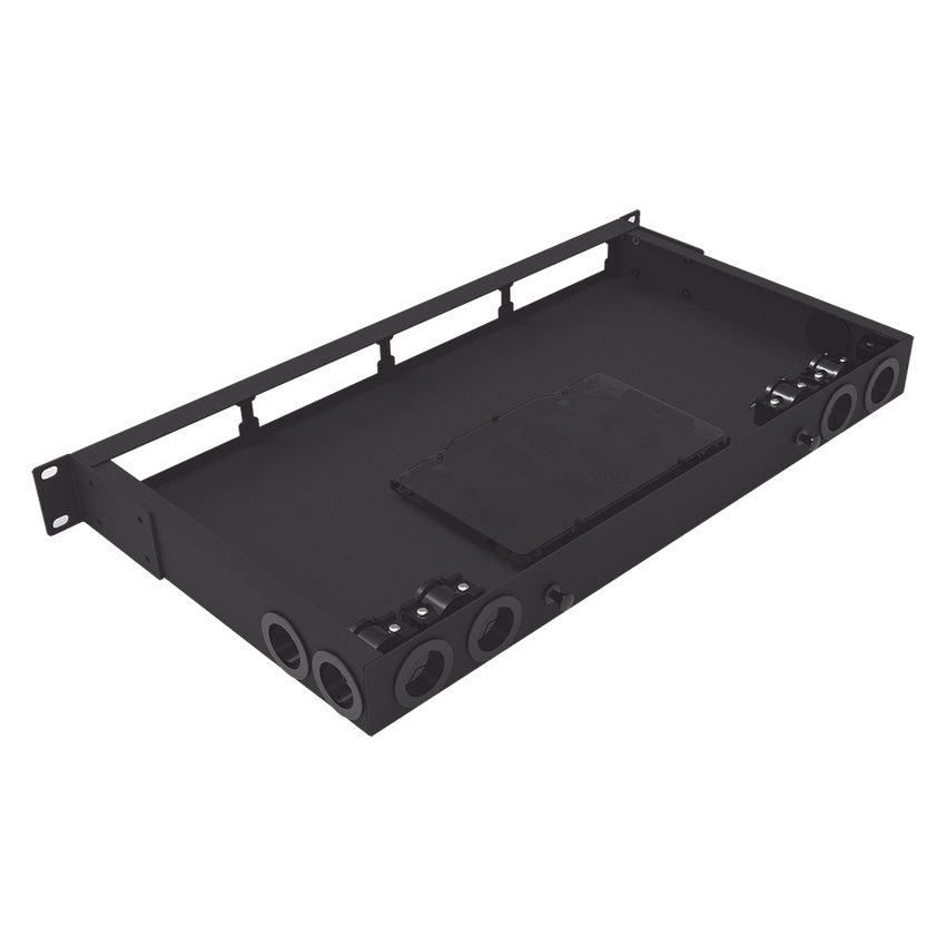 Distribuidor de Fibra Óptica Vacío 19 Pulgadas, Acepta 4 Placas Acopladoras de Linkedpro, Hasta 24 Fibras, 1UR, Incluye Charola de Empalme
