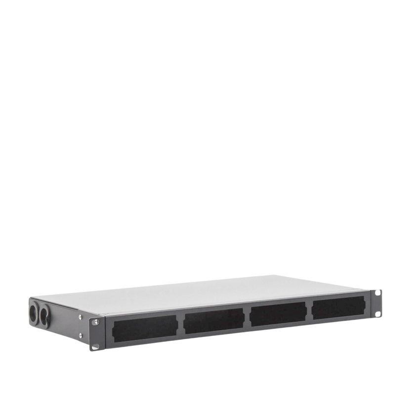 Distribuidor de Fibra Óptica Vacío 19 Pulgadas, Acepta 4 Placas Acopladoras de Linkedpro, Hasta 24 Fibras, 1UR, Incluye Charola de Empalme