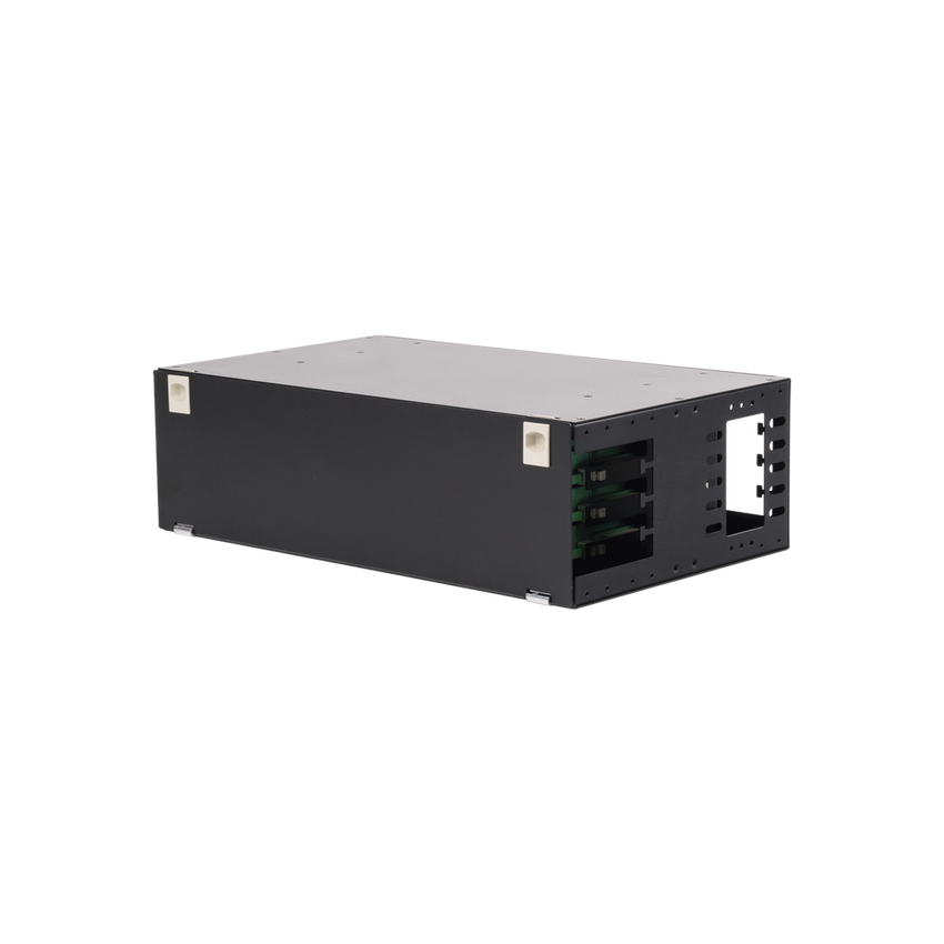 Distribuidor de Fibra Óptica con Bandejas Deslizables, Vacío, 19 Pulgadas (48.26 cm), Acepta 48 Adaptadores LC Duplex o LC Simplex o 48 SC Simplex, 3U