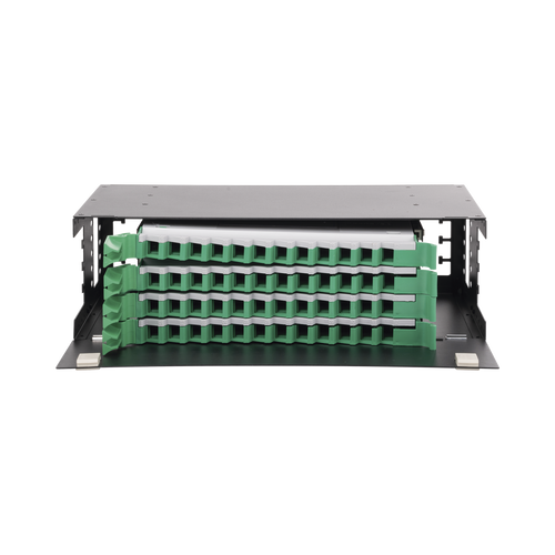 Distribuidor de Fibra Óptica con bandejas deslizables, vacío, 19in, acepta 48 adaptadores "LC Duplex" o "LC Simplex" o 48 "SC" Simplex, 3U