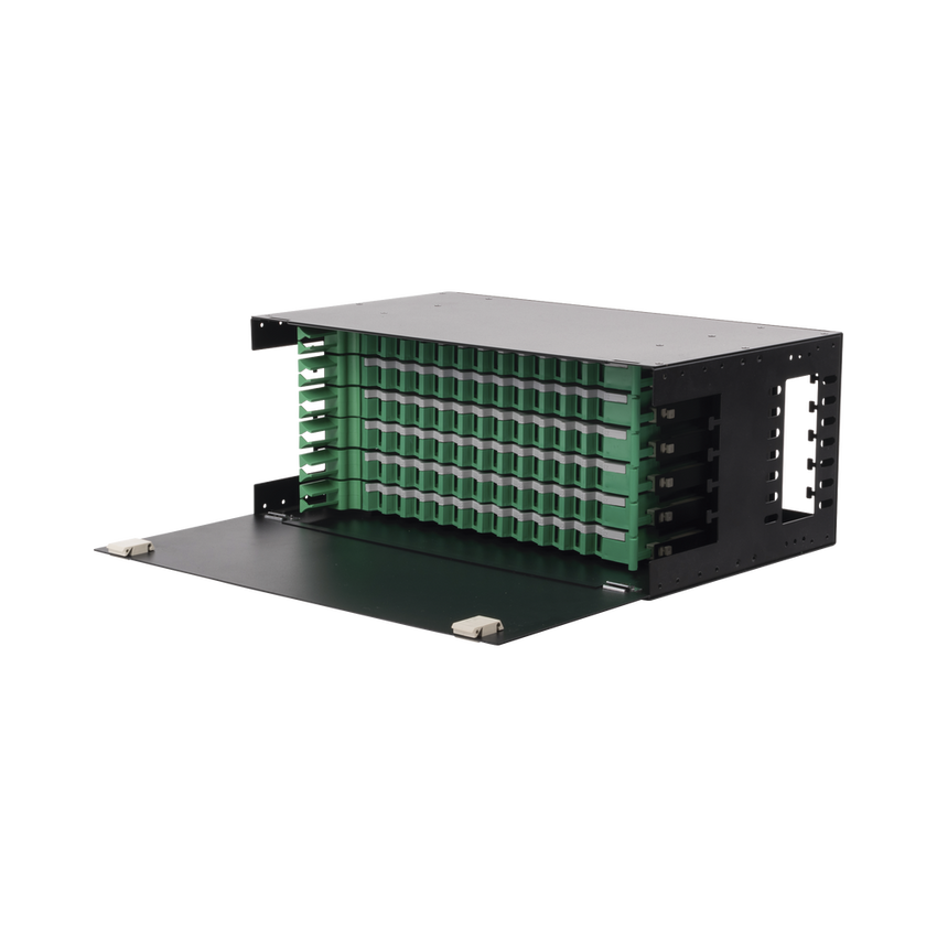 Distribuidor de Fibra Óptica con Bandejas Deslizables, Vacío, 19 Pulgadas, Acepta 72 Adaptadores LC Duplex o LC Simplex o 72 SC Simplex, 4U