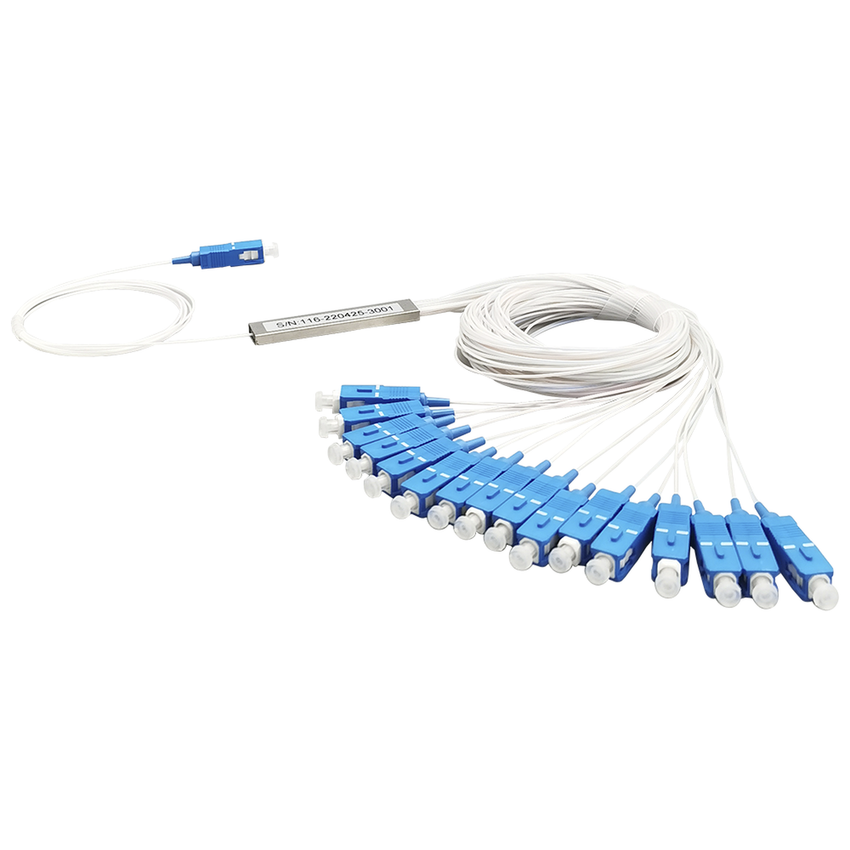 Splitter (Divisor Óptico) tipo PLC, de 1x16, conectores SC/UPC
