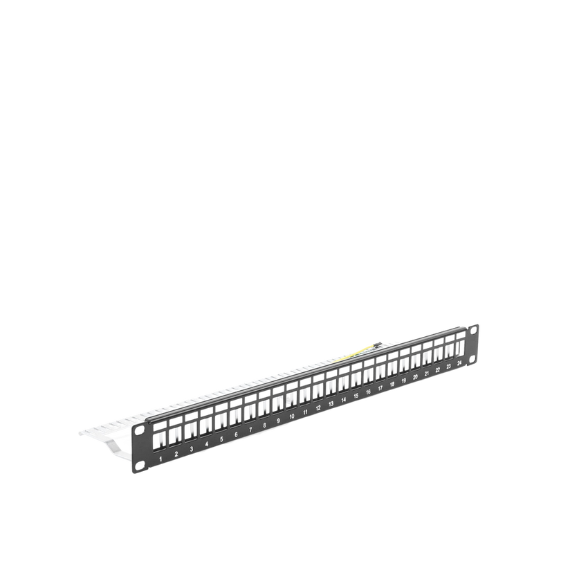 Patch Panel Modular Blindado (STP) de 24 Puertos, con Barra para Organizar Cable