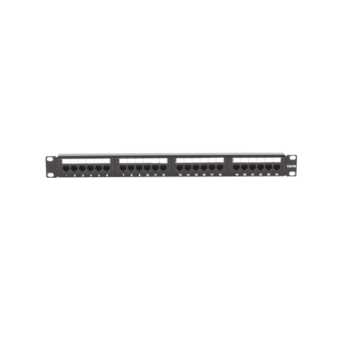 Panel de Parcheo de Impacto (110) UTP de 24 Puertos Cat5e, 19 Pulgadas con Barra para Organizar Cable