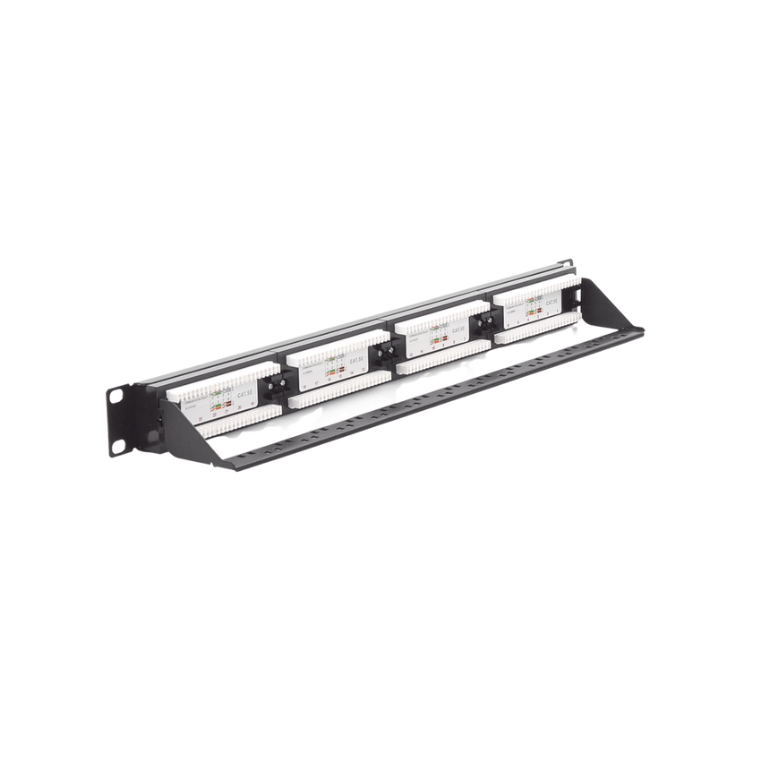Panel de Parcheo de Impacto (110) UTP de 24 Puertos Cat5e, 19 Pulgadas con Barra para Organizar Cable