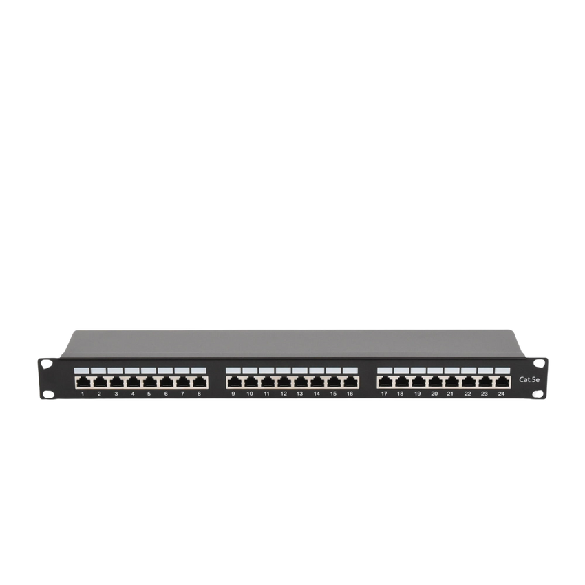 Panel de Parcheo de Impacto Blindado (STP) de 24 Puertos Cat5e, 19 Pulgadas