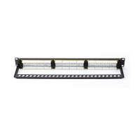Panel de Parcheo de Impacto (110) UTP de 24 Puertos Cat6A, 19 Pulgadas (48.26 cm), con Barra para Organizar Cables y Espacio para Etiqueta