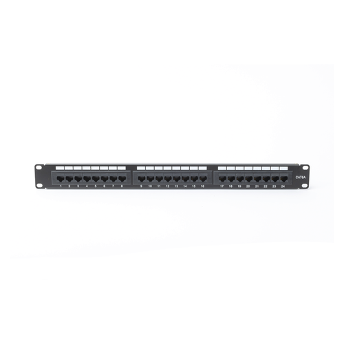 Panel de Parcheo de Impacto (110) UTP de 24 Puertos Cat6A, 19 Pulgadas (48.26 cm), con Barra para Organizar Cables y Espacio para Etiqueta