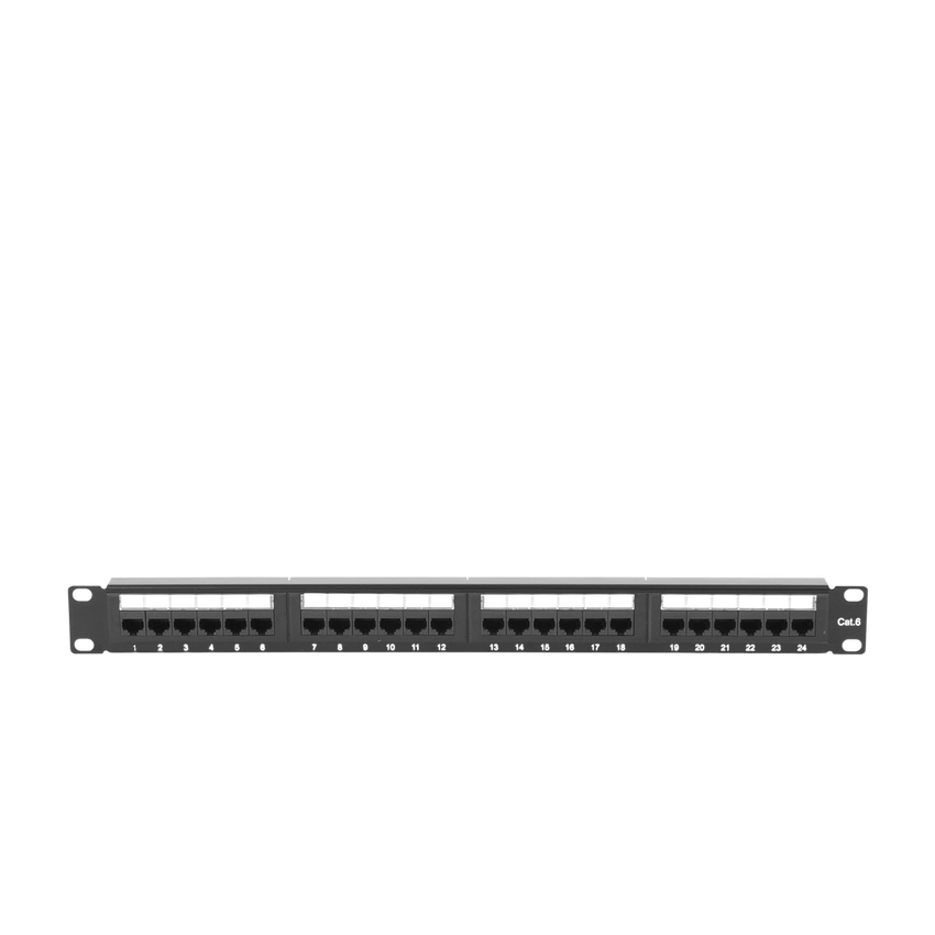 Panel de Parcheo de Impacto (110) UTP de 24 Puertos Cat6, 19 Pulgadas (48.26 cm), con Barra para Organizar Cable