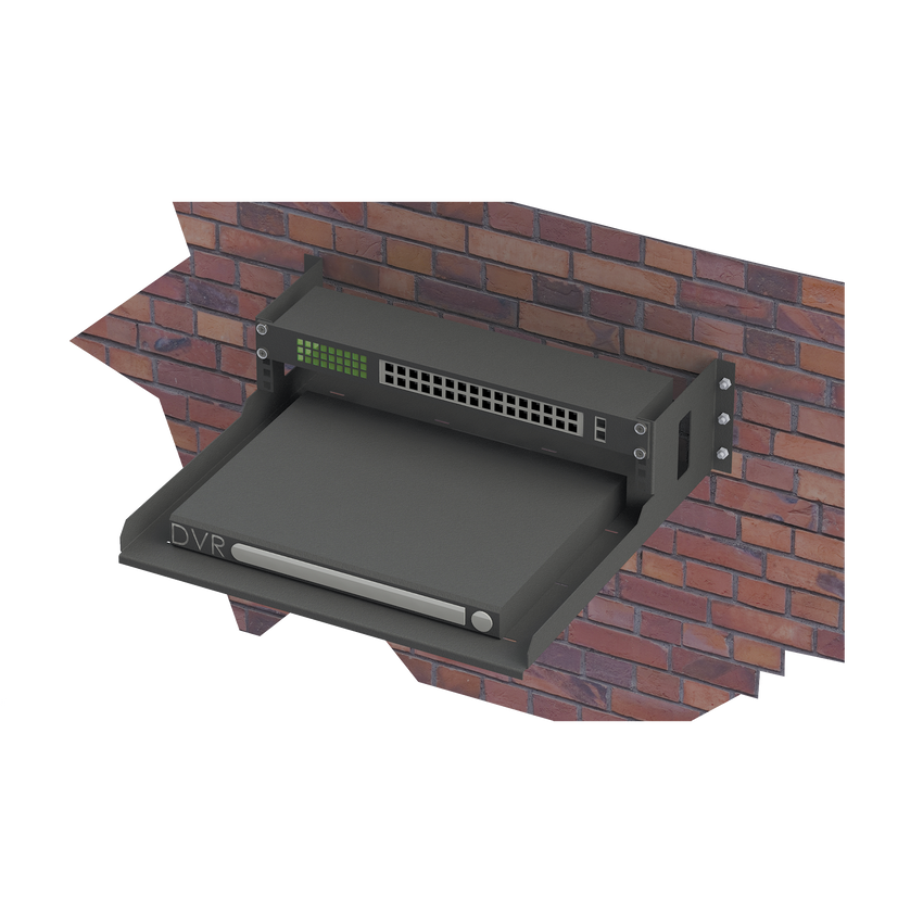 Rack Abierto de Montaje en Pared, de 19in, de 2 Unidades de Rack, con Charola de 460 mm de Profundidad, Se envía el Gabinete Armado.