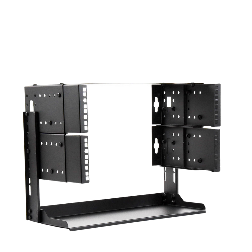 Rack Abierto de montaje en Pared, de 19in, 5 Unidades de rack, Profundidad Ajustable (8" a 12") con Charola de Uso Múltiple.
