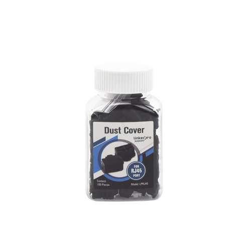 Bote con 100 Protectores Anti-Polvo para Puerto RJ45 Color Negro