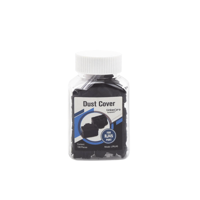 Bote con 100 Protectores Anti-Polvo para Puerto RJ45 Color Negro