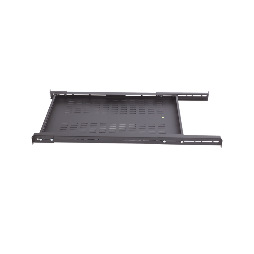 Charola Ventilada para Soportar Equipos en Rack, Profundidad Ajustable de 495 a 965 mm, 1U, Color Negro