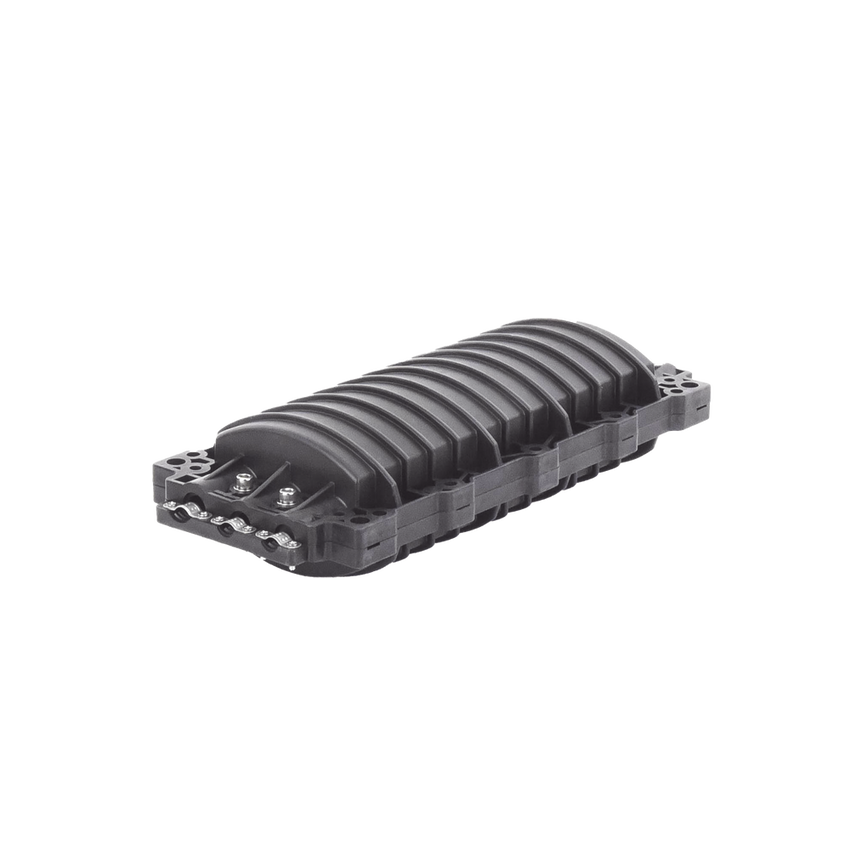 Caja de Distribución de Fibra Óptica Horizontal, hasta 96 Empalmes, Exterior IP68, 3 Puertos de Entrada y Salida