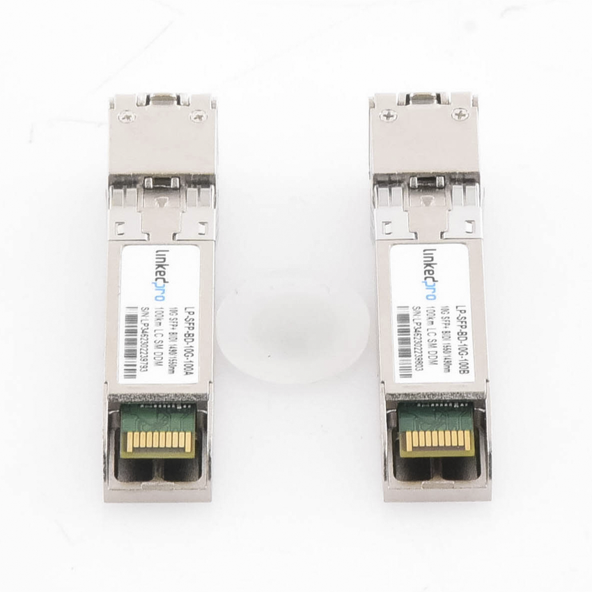 Transceptores Ópticos Bidireccionales SFP+ (Mini-Gbic) / Monomodo 1490 & 1550 nm / 10 Gbps / 10GBASE-BX / Conector LC/UPC Simplex / DDM / Hasta 100 km / 2 Piezas