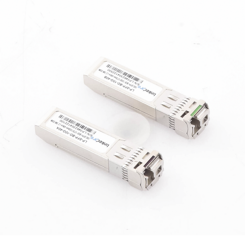 Transceptores Ópticos Bidireccionales SFP+ (Mini-Gbic) / Monomodo 1270 & 1330 nm / 10 Gbps / 1000BASE-BX / Conector LC/UPC Simplex / DDM / Hasta 40 km / 2 Piezas