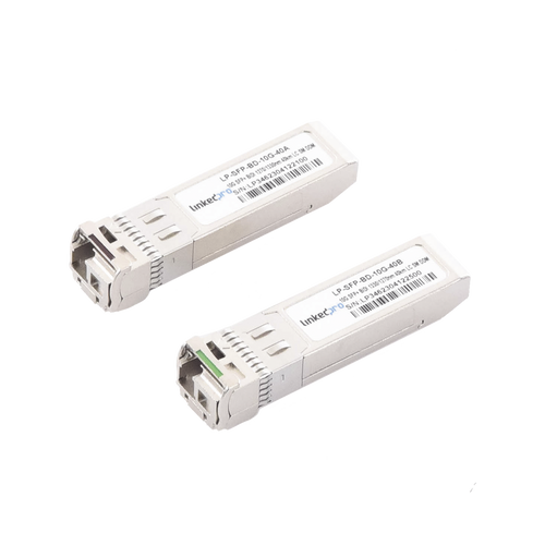 Transceptores Ópticos Bidireccionales SFP+ (Mini-Gbic) / Monomodo 1270 & 1330 nm / 10 Gbps / 1000BASE-BX / Conector LC/UPC Simplex / DDM / Hasta 40 km / 2 Piezas