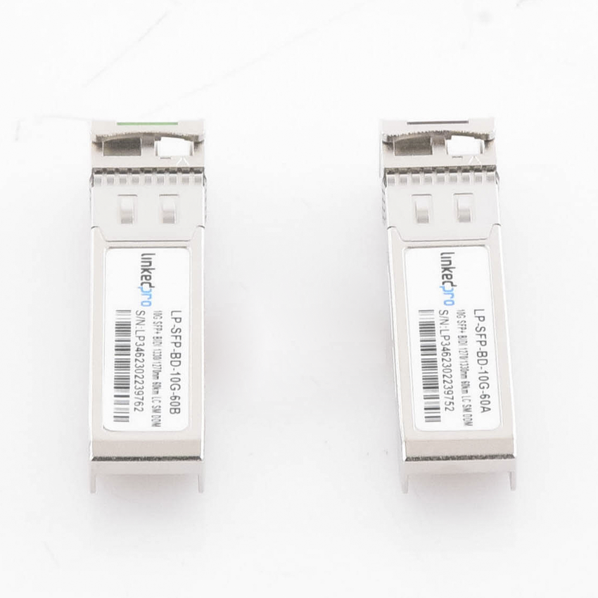 Transceptores Ópticos Bidireccionales SFP+ (Mini-Gbic) / Monomodo 1270 & 1330 nm / 10 Gbps / 10GBASE-BX / Conector LC/UPC Simplex / DDM / Hasta 60 km / 2 Piezas
