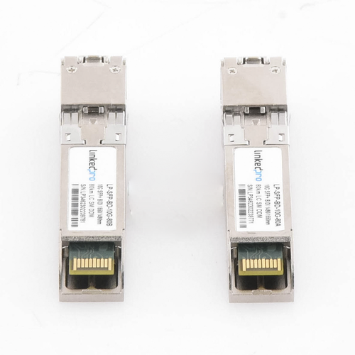 Transceptores Ópticos Bidireccionales SFP+ (Mini-Gbic) / Monomodo 1490 & 1550 nm / 10 Gbps / 10GBASE-BX / Conector LC/UPC Simplex / DDM / Hasta 80 km / 2 Piezas