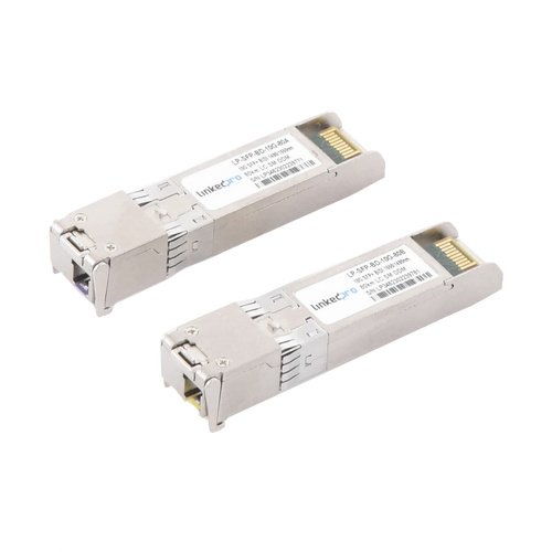 Transceptores Ópticos Bidireccionales SFP+ (Mini-Gbic) / Monomodo 1490 & 1550 nm / 10 Gbps / 10GBASE-BX / Conector LC/UPC Simplex / DDM / Hasta 80 km / 2 Piezas