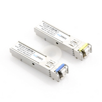 Transceptores Ópticos Bidireccionales SFP (Mini-Gbic) / Monomodo 1310 & 1550 nm / 1.25 Gbps / 1000BASE-BX / Conector LC/UPC Simplex / DDM / Hasta 20 km / 2 Piezas