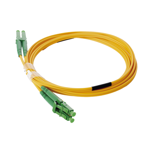 Jumper de Fibra Óptica Monomodo 9/125 LC/APC-LC/APC Duplex PVC, 2.0 mm, Amarillo, 2 Metros (6.56 Pies)