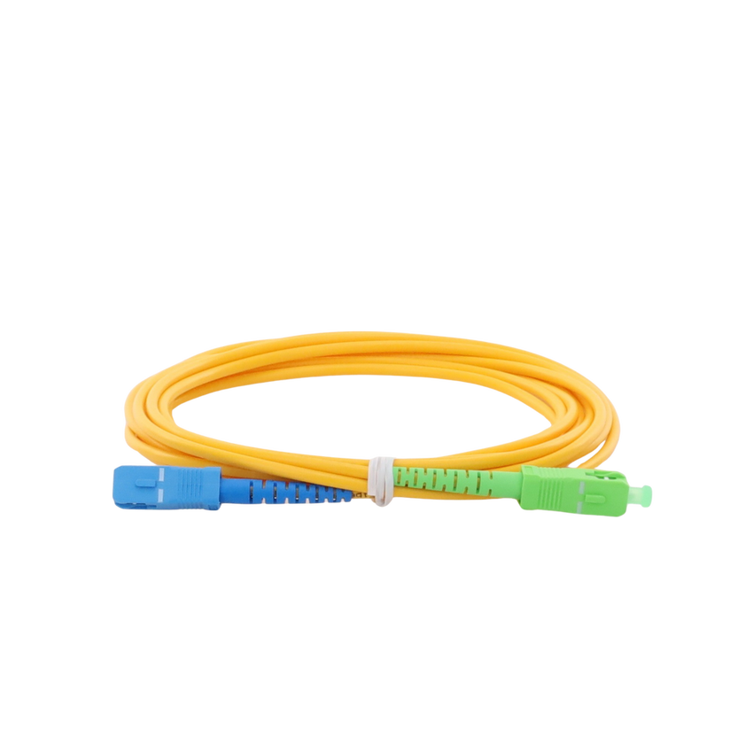 Jumper de Fibra Óptica Monomodo SC/UPC-SC/APC Simplex, Color Amarillo, 3 Metros (9.84 Pies), 3 mm