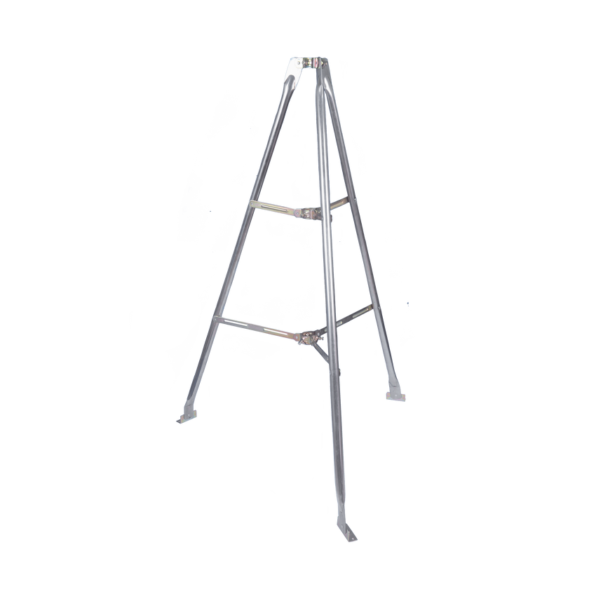 Montaje de tripie para exterior, altura total del tripie 1.52 m. Compatible con mástiles de hasta 3 m de largo 1  1/4 a 2" de diámetro