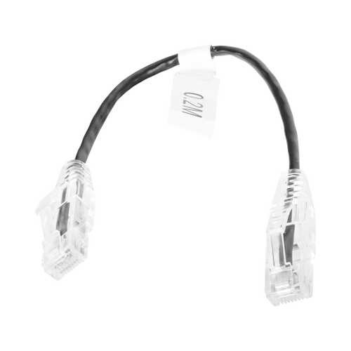 Cable de Parcheo Slim UTP Cat6 - 20 cm (7.87 Pulgadas) Negro Diámetro Reducido (28 AWG)