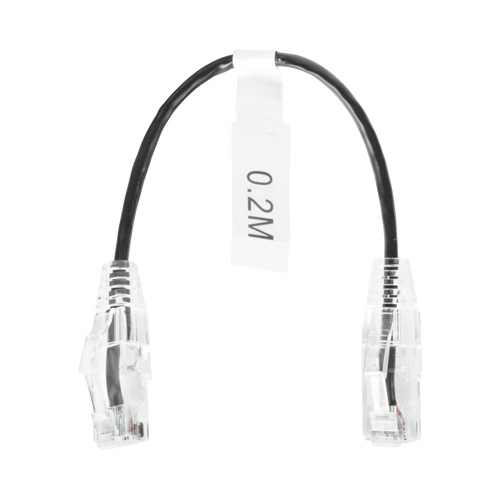 Cable de Parcheo Slim UTP Cat6 - 20 cm (7.87 Pulgadas) Negro Diámetro Reducido (28 AWG)