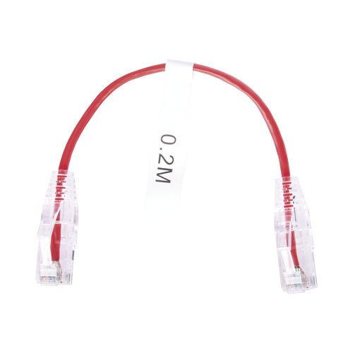 Cable de Parcheo Slim UTP Cat6 - 20 cm Rojo Diámetro Reducido (28 AWG)
