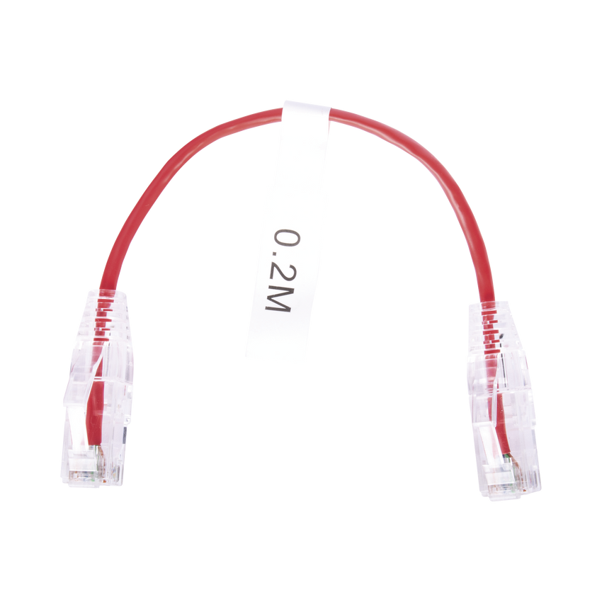 Cable de Parcheo Slim UTP Cat6 - 20 cm (7.87 Pulgadas) Rojo Diámetro Reducido (28 AWG)