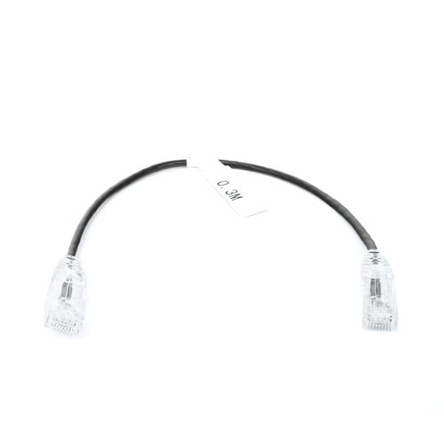 Cable de Parcheo Slim UTP Cat6 - 30 cm (11.81 Pulgadas) Negro Diámetro Reducido (28 AWG)